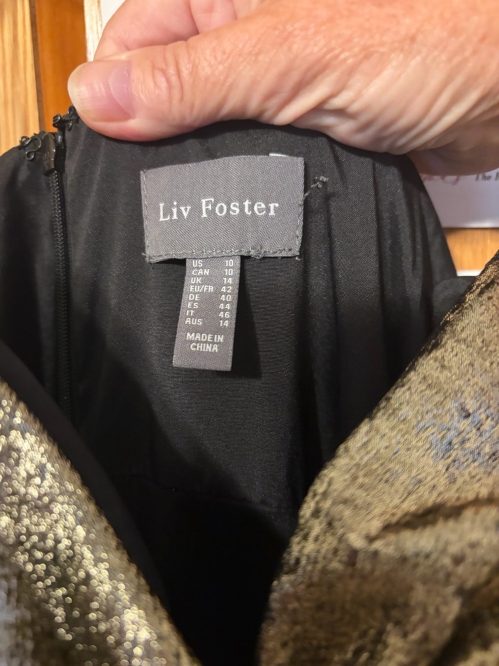 NWT $295 Liv Foster Gold & Black Contrast Twist Maxi Gown Dress Bow Detail Sz 10 - Picture 10 of 12